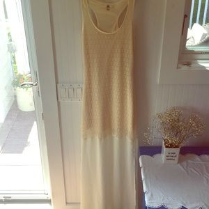 Cream color lace floor length dress. Size: S.